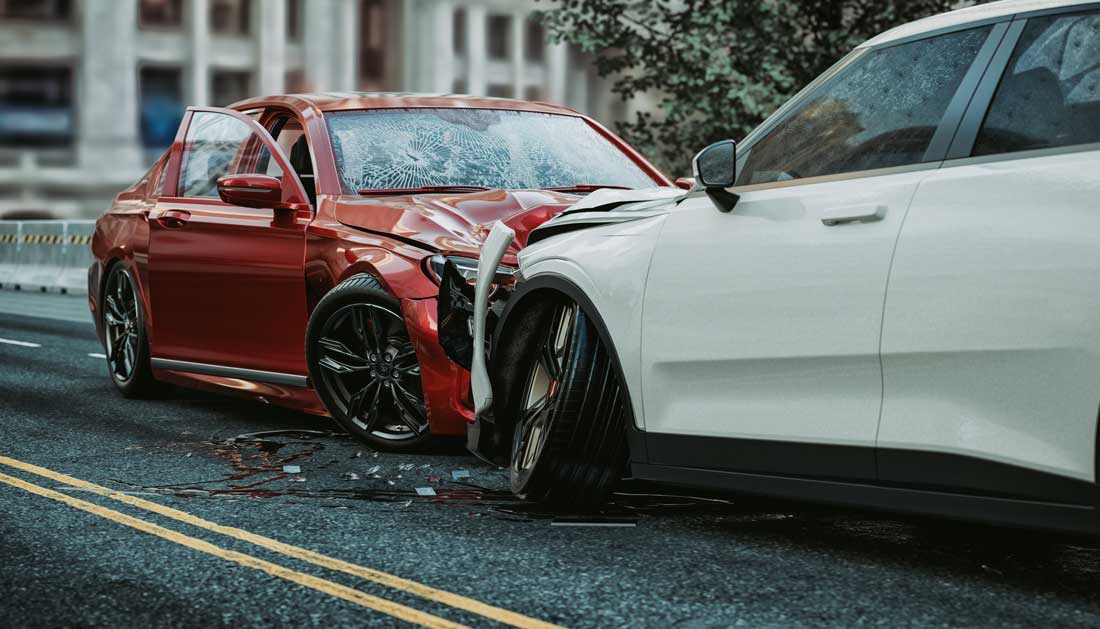 Damaged vehicles after a car accident in Pharr, TX