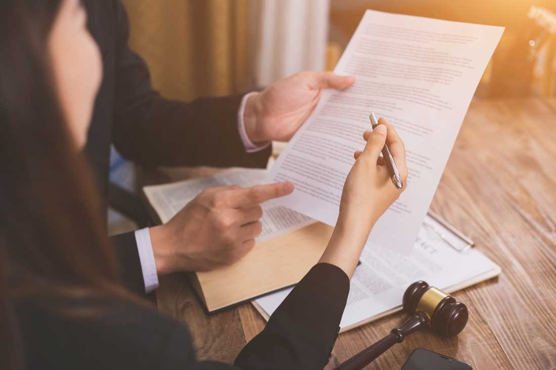 Lawyer Talking with Client