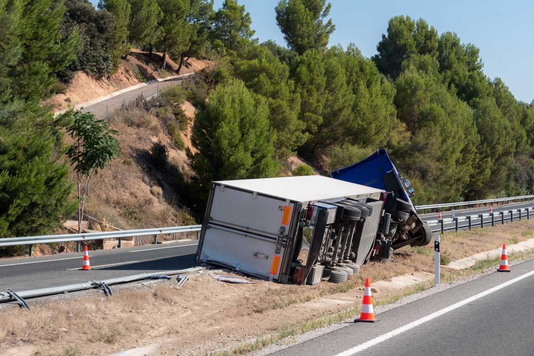Damaged 18-wheeler after a truck accident in Pharr, TX