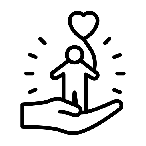 Nurturing hands icon representing child support cases